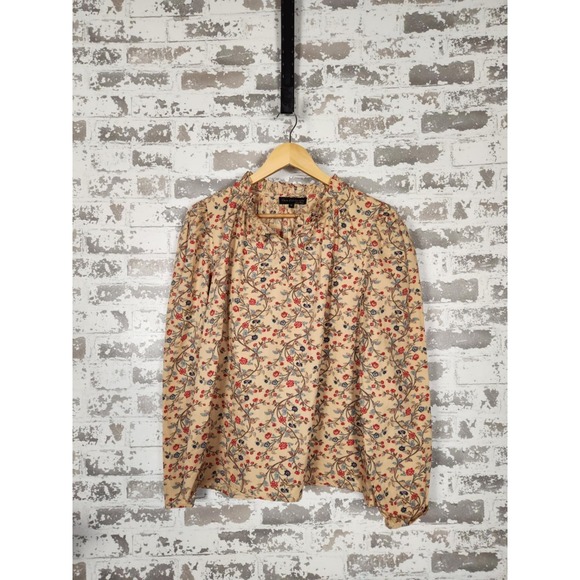 House of Harlow 1960 Tops - House Of‎ Harlow Peasant Top Womens Size Large Floral Beige Ruffle Neckline